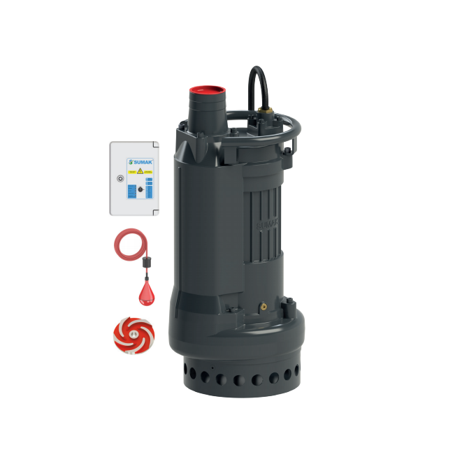Sumak SDT75/3Z - 7.5 Hp Gömlek Soğutmalı Vortex Çarklı Atık Su Dalgıç Pompa