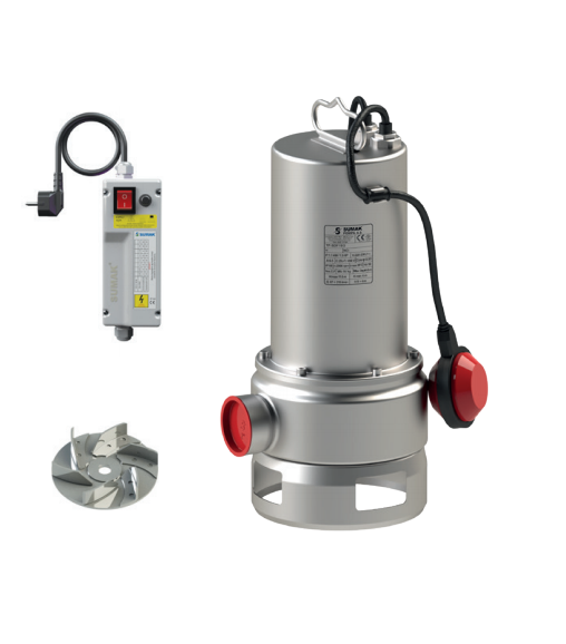 Sumak SDF15/2 - 1.5 HP Komple Paslanmaz Çelik Atık Su Dalgıç Pompa