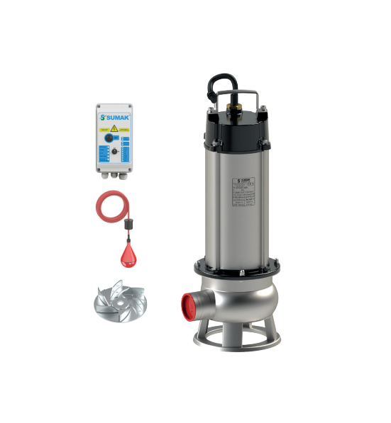 Sumak SDTV 30/2 İNOX - 3 Hp 380v Paslanmaz Gövdeli Atık Su Dalgıç Pompa