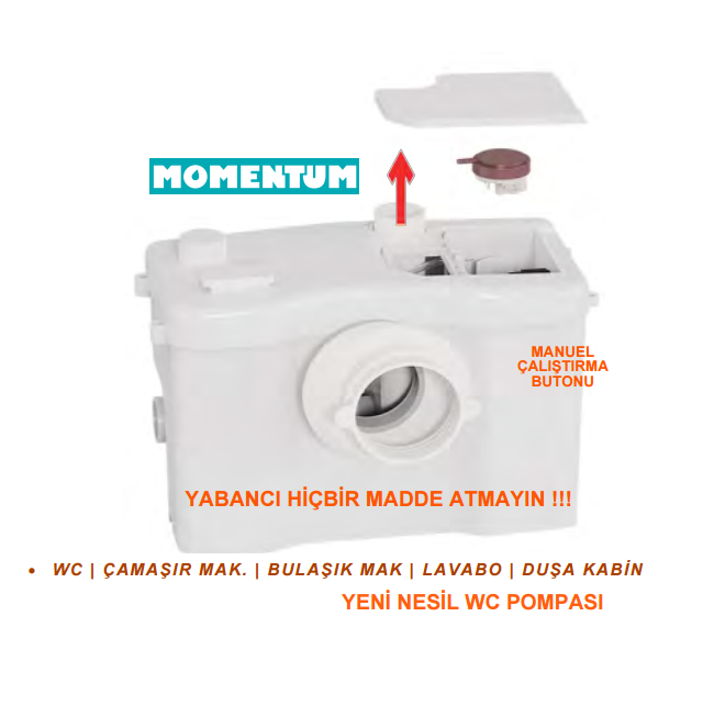 Momentum H600-A - 600W  Parçalayıcı Bıçaklı Wc Öğütücü 1 Wc + 4 Ünite